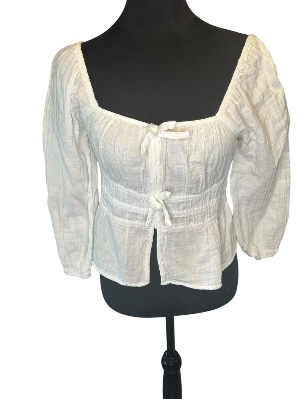 Old Navy Girls Long Sleeve Double Weave Bow Top – Size XL (14–16) New With Tags